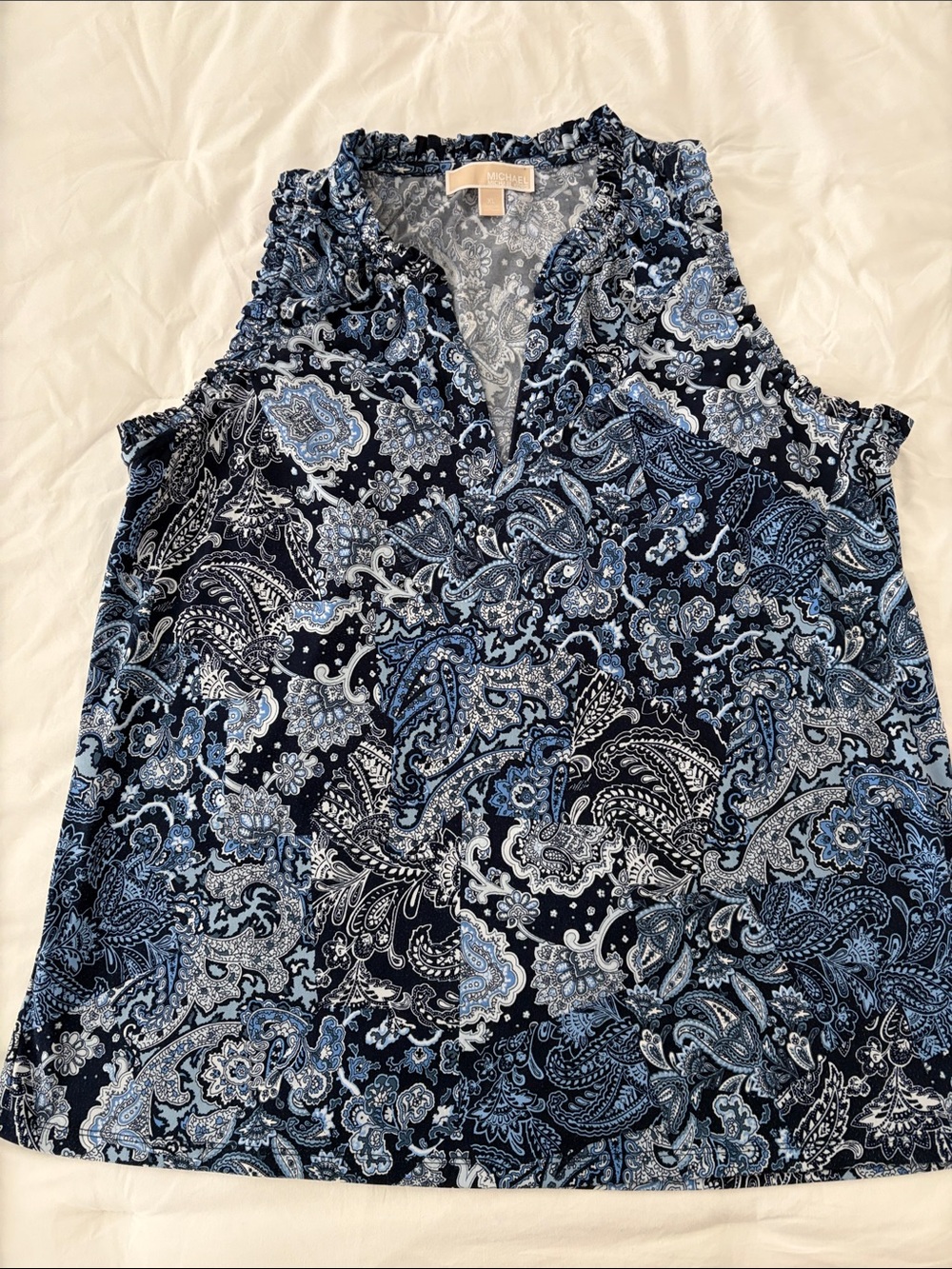 Michael KorsNavy and Light Blue Paisley Sleeveless Camisole